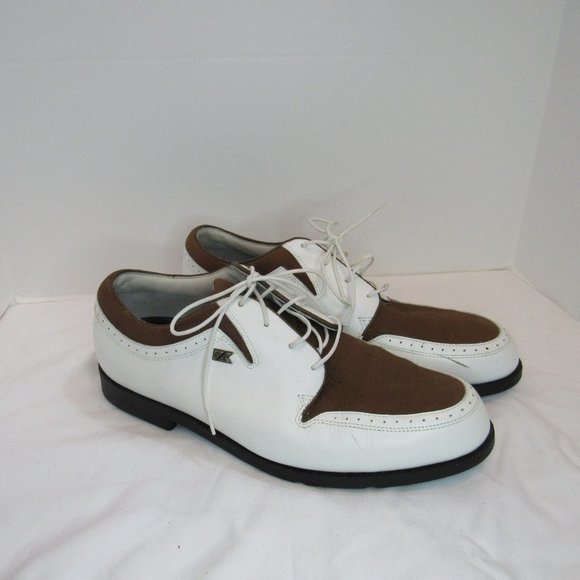 Cutter & Buck Other - Cutter & Buck The Harvey Leather Brown White Golf Shoes Cleats Spikes
